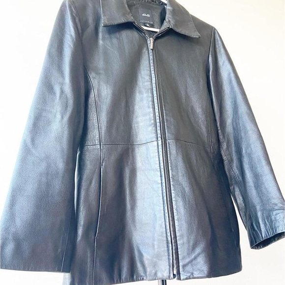 Black Leather Zip-Front Jacket - Picture 4 of 7